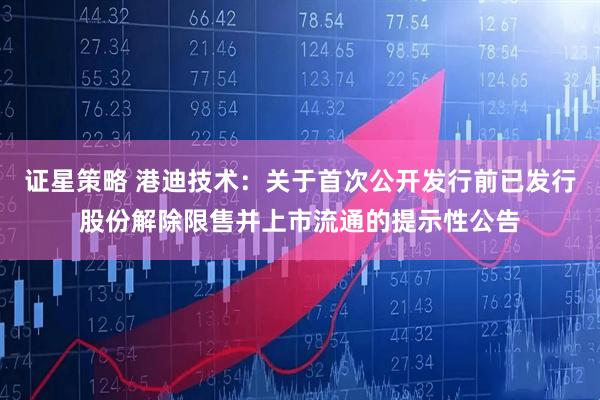 证星策略 港迪技术：关于首次公开发行前已发行股份解除限售并上市流通的提示性公告