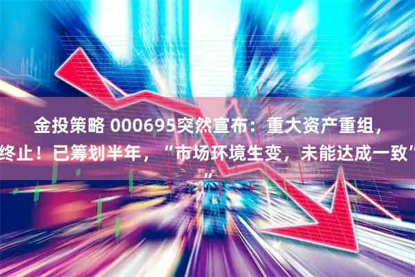 金投策略 000695突然宣布：重大资产重组，终止！已筹划半年，“市场环境生变，未能达成一致”